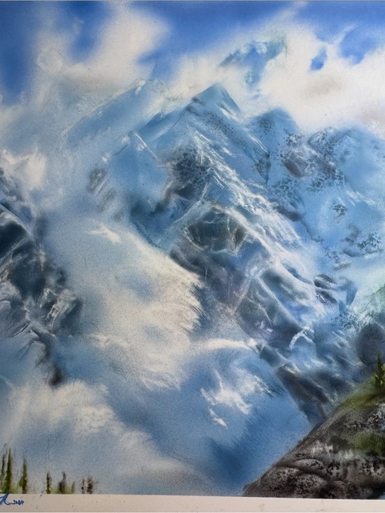 Other - Blue Mountain Mist Wall Art Print - Unbranded
